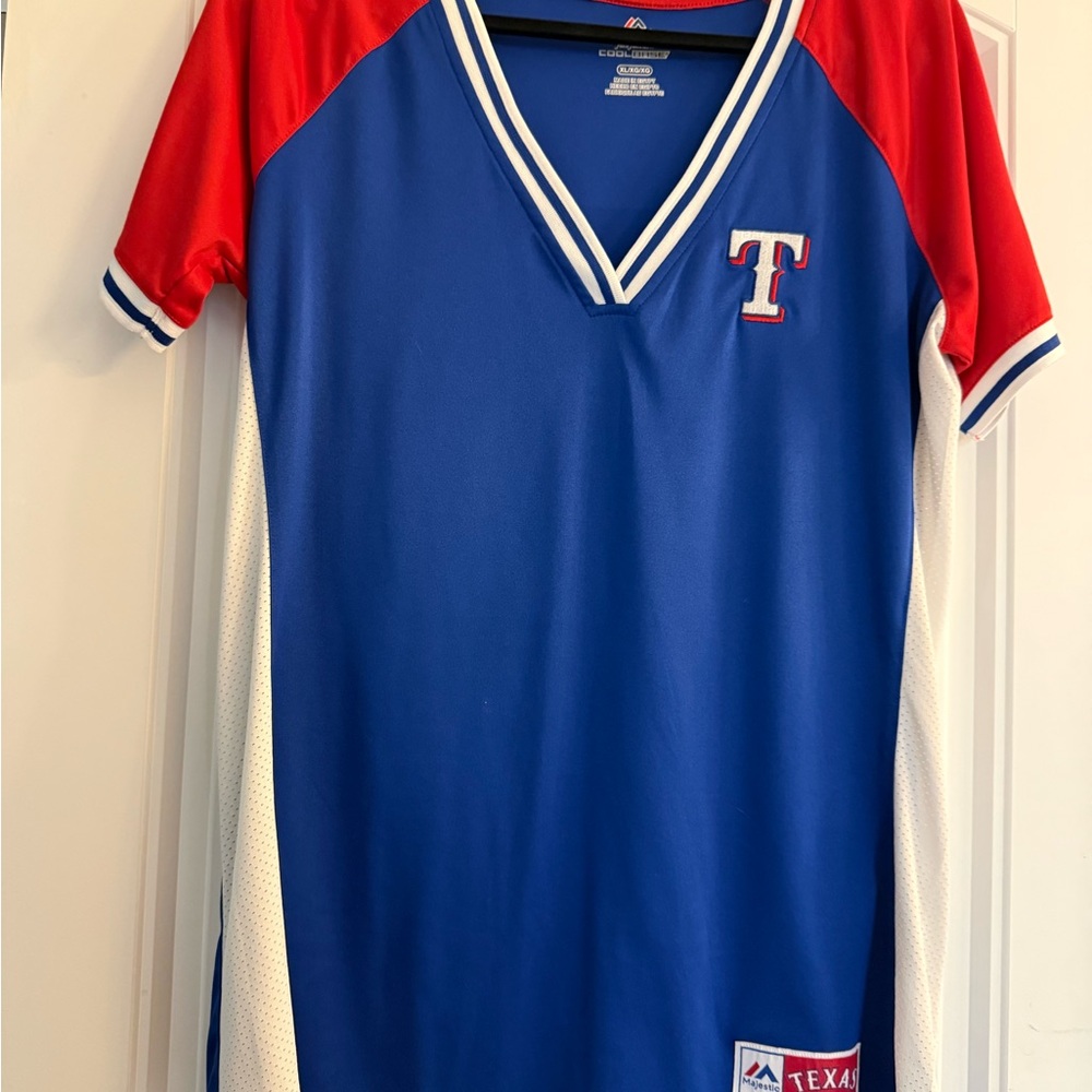 Majestic Texas Blue and Red Cool Base Jersey